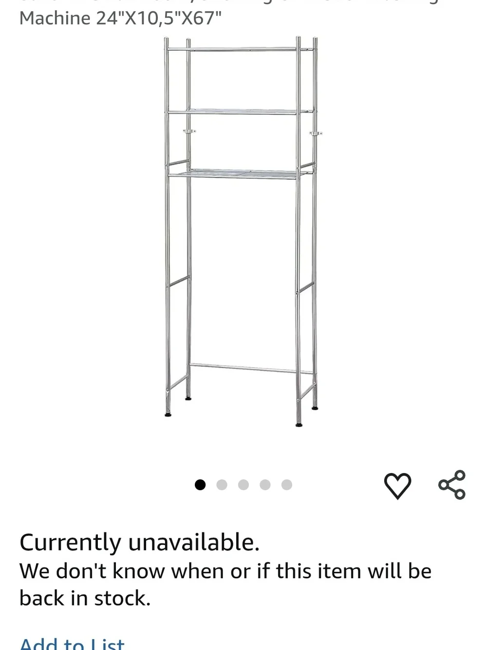 Metal Over-the-Toilet Bathroom Shelf Unit in Silver